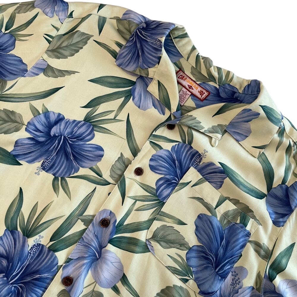 Caribbean Joe Mens‎ XL Hawaiian Floral Short Sleeve Button Down Shirt 318